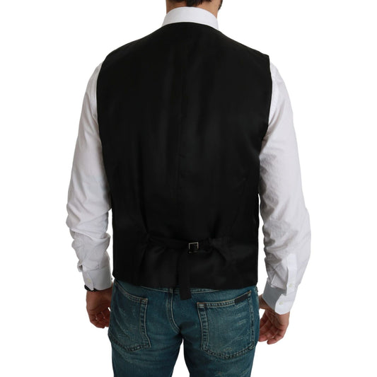 Dolce & Gabbana White Black Stripes Waistcoat Formal Vest TSH4640-48