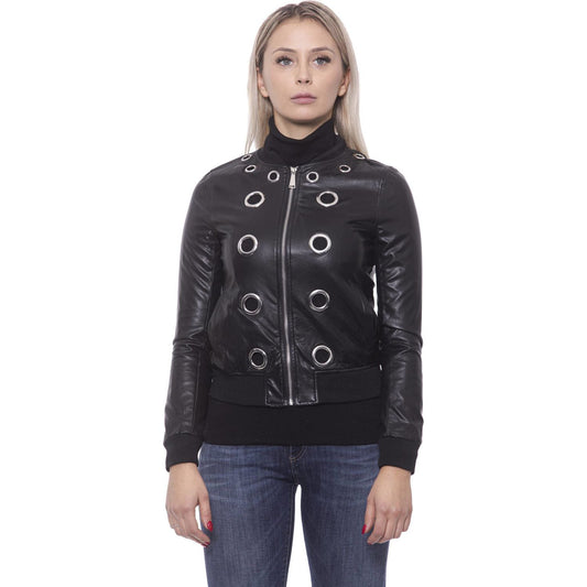 19V69 Italia Chic Eco-Leather Studded Slim Jacket 19V69 Italia Dark Slate Gray