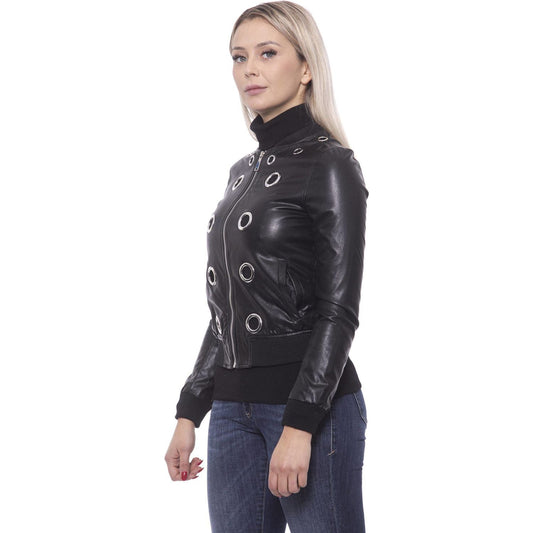 19V69 Italia Chic Eco-Leather Studded Slim Jacket 19V69 Italia Dark Slate Gray
