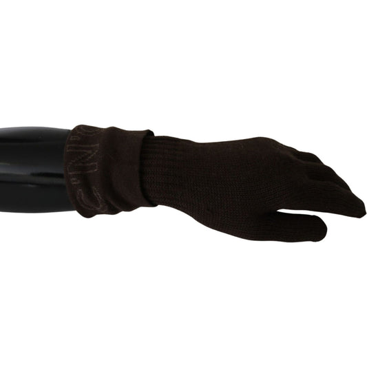 Costume National Brown Wool Knitted One Size Wrist Length Gloves