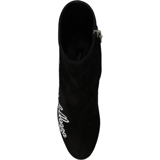Dolce & Gabbana Chic Embroidered Ankle Boots Dolce & Gabbana Black