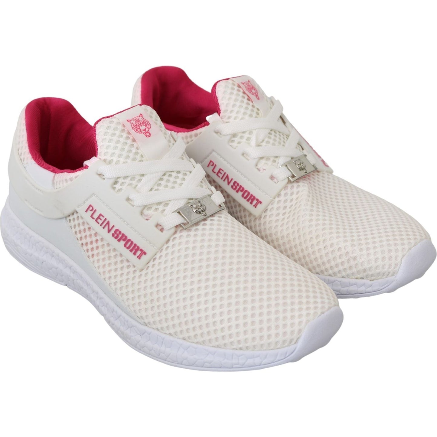 Philipp Plein White Pink Polyester Becky Sneakers Shoes