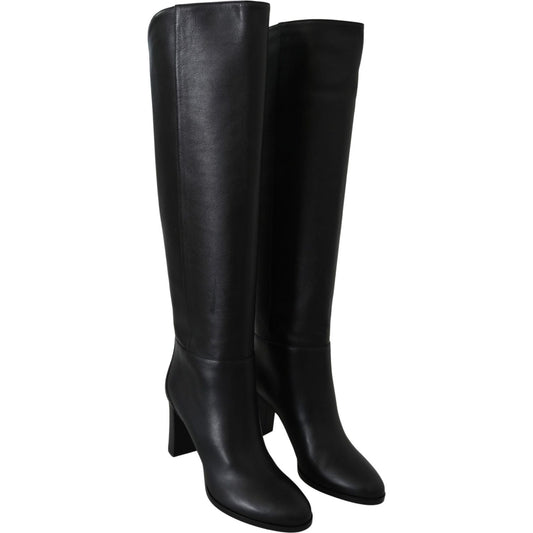 Jimmy Choo Elegant Black Calf Leather Heeled Boots Jimmy Choo Black