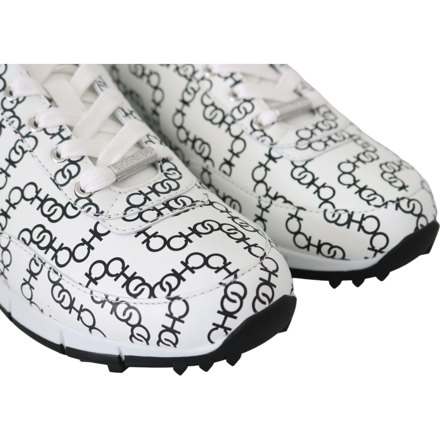 Jimmy Choo White and Black Leather Monza Sneakers