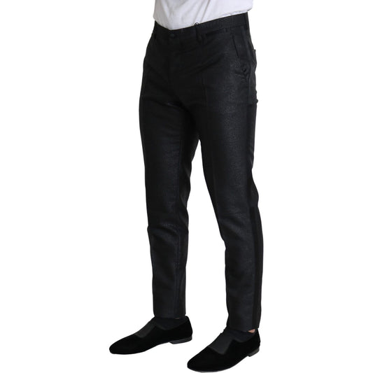 Dolce & Gabbana Elegant Metallic Black Dress Pants Jeans & Pants Dolce & Gabbana Black
