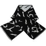 Givenchy Elegant Unisex Wool-Silk Scarf in Black & White Wool Wrap Shawls Givenchy Dark Gray