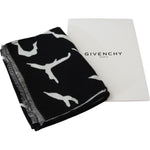 Givenchy Elegant Unisex Wool-Silk Scarf in Black & White Wool Wrap Shawls Givenchy Black