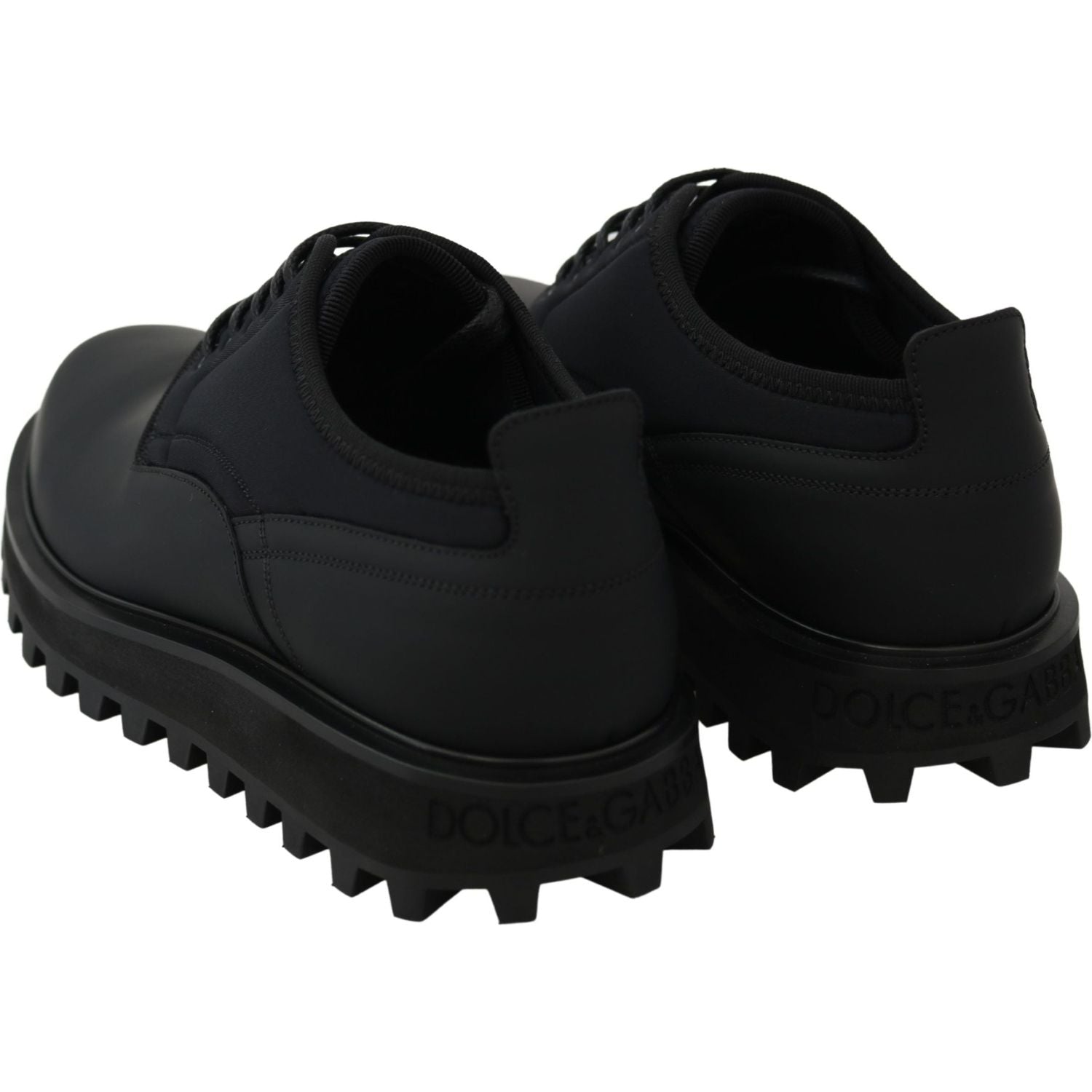 Dolce & Gabbana Black Rubberized Calfskin Chunky Derby Vulcano Shoes