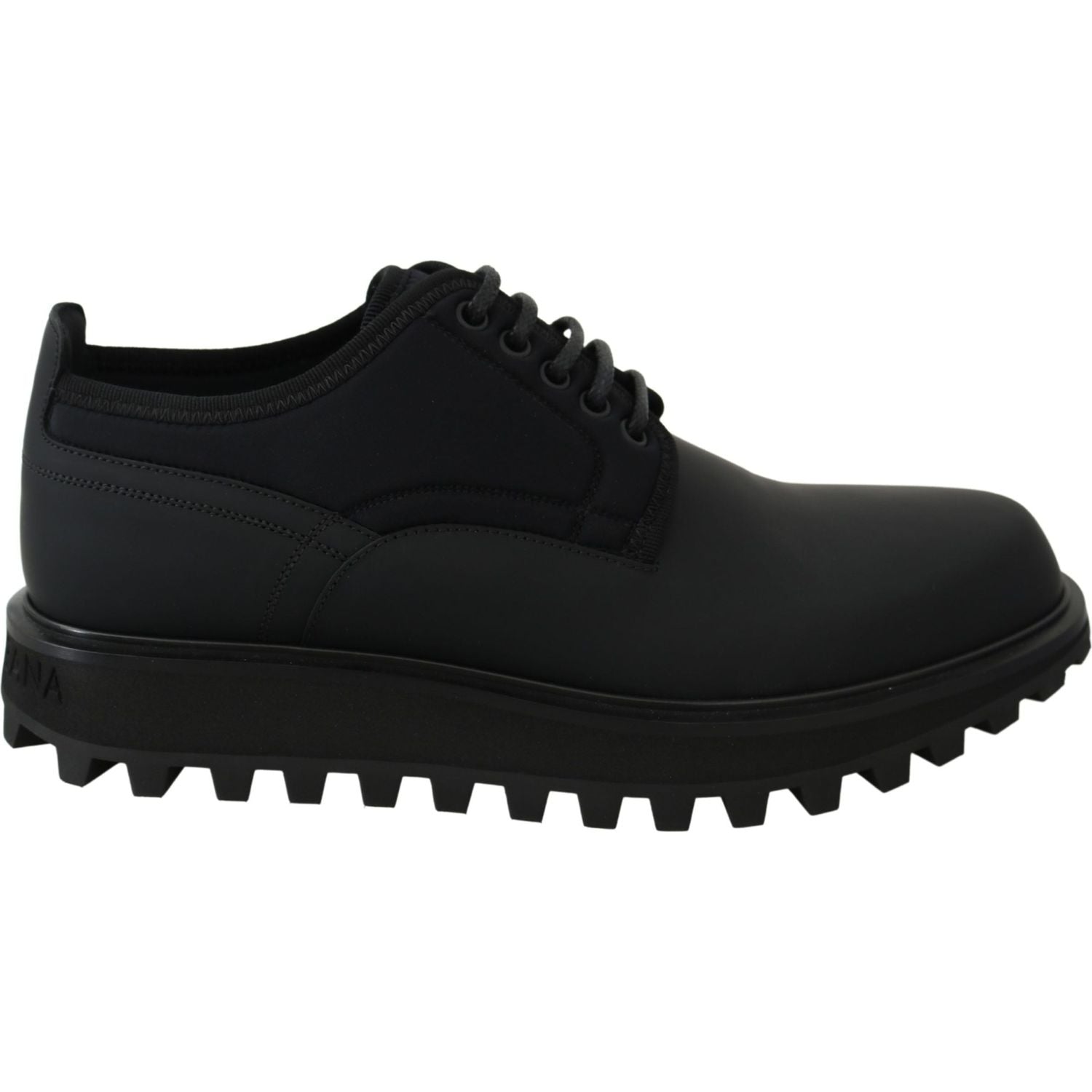 Dolce & Gabbana Black Rubberized Calfskin Chunky Derby Vulcano Shoes