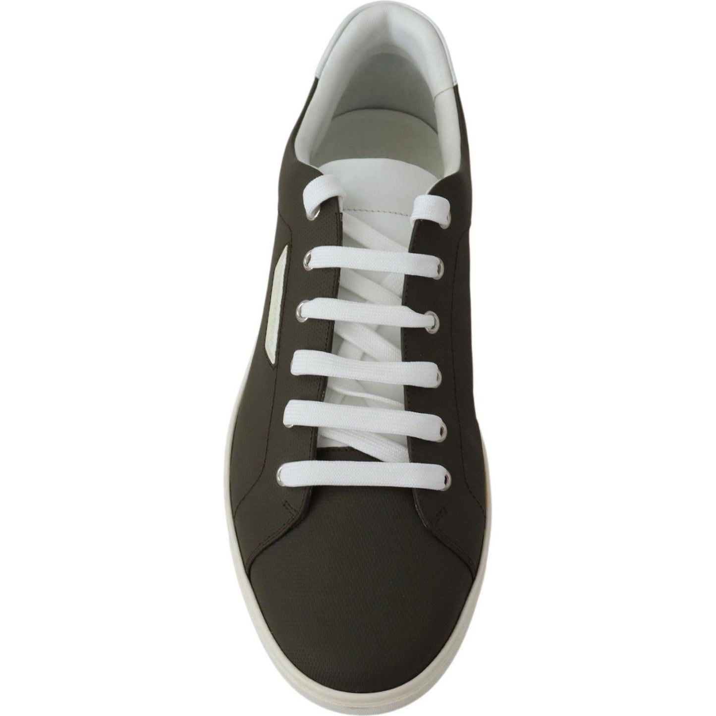 Dolce & Gabbana White Green Leather Low Top Sneakers Shoes