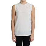 Dolce & Gabbana White Blouse Silk Lace Trimmed Sleeveless Top TSH5857-38