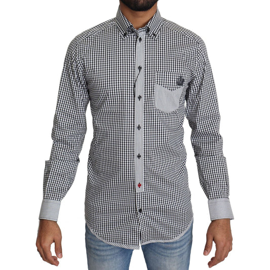 Dolce & Gabbana Black White Checkered Casual Shirt TSH5485-37