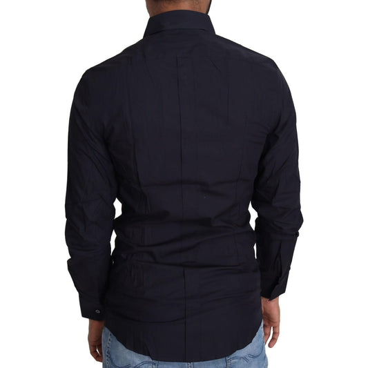 Dolce & Gabbana Navy Blue Cotton Formal Dress Shirt TSH5498-37