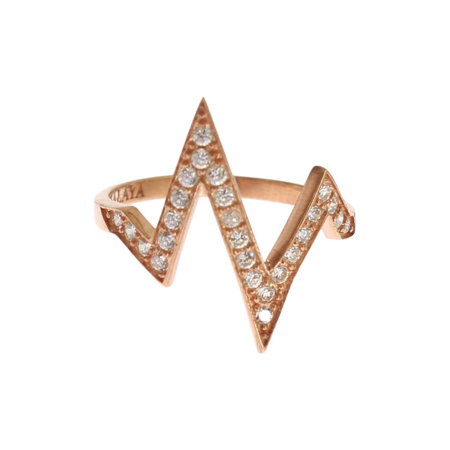 Nialaya Pink Gold 925 Silver Womens Clear Ring