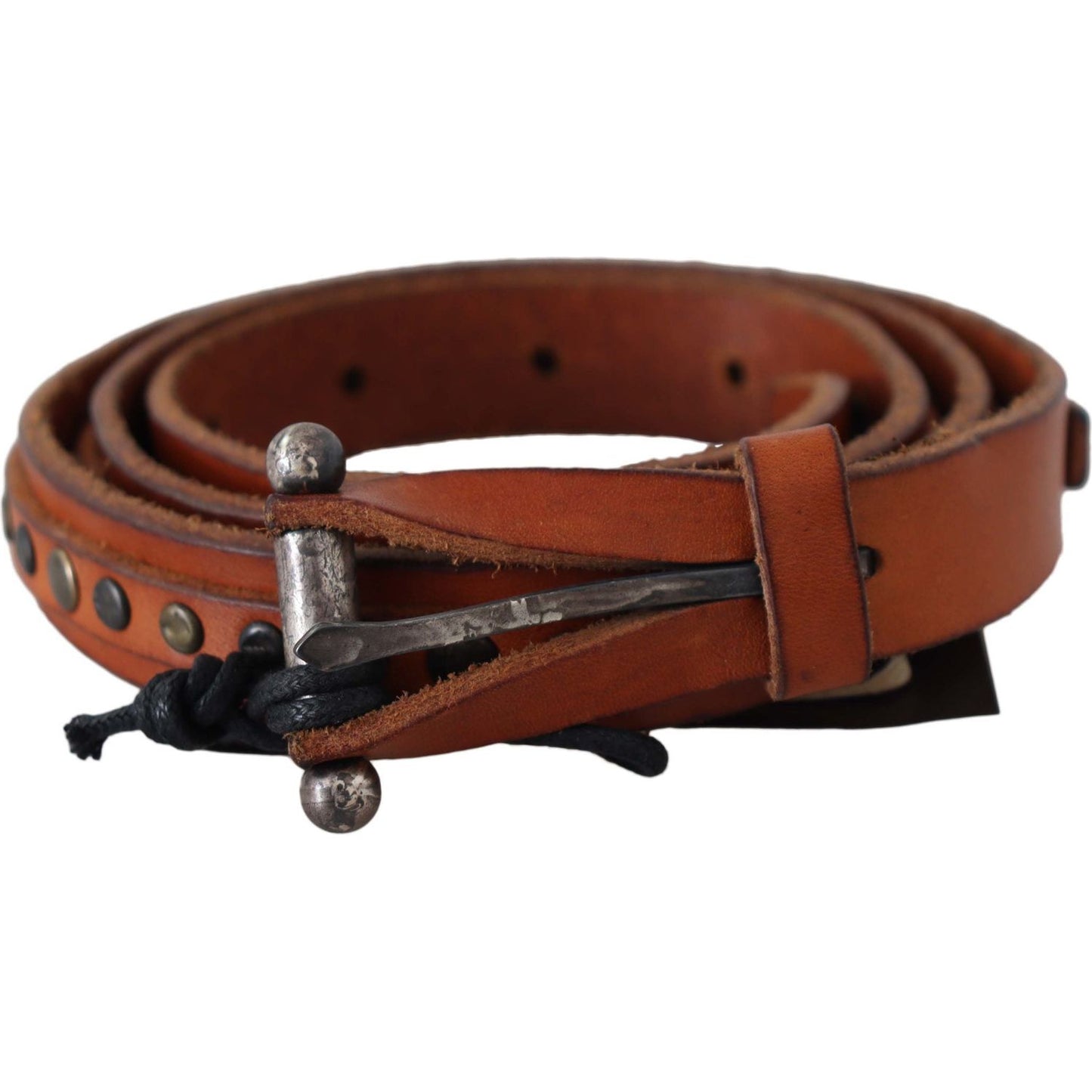 Scervino Street Brown Genuine Leather Rustic Silver Buckle Belt