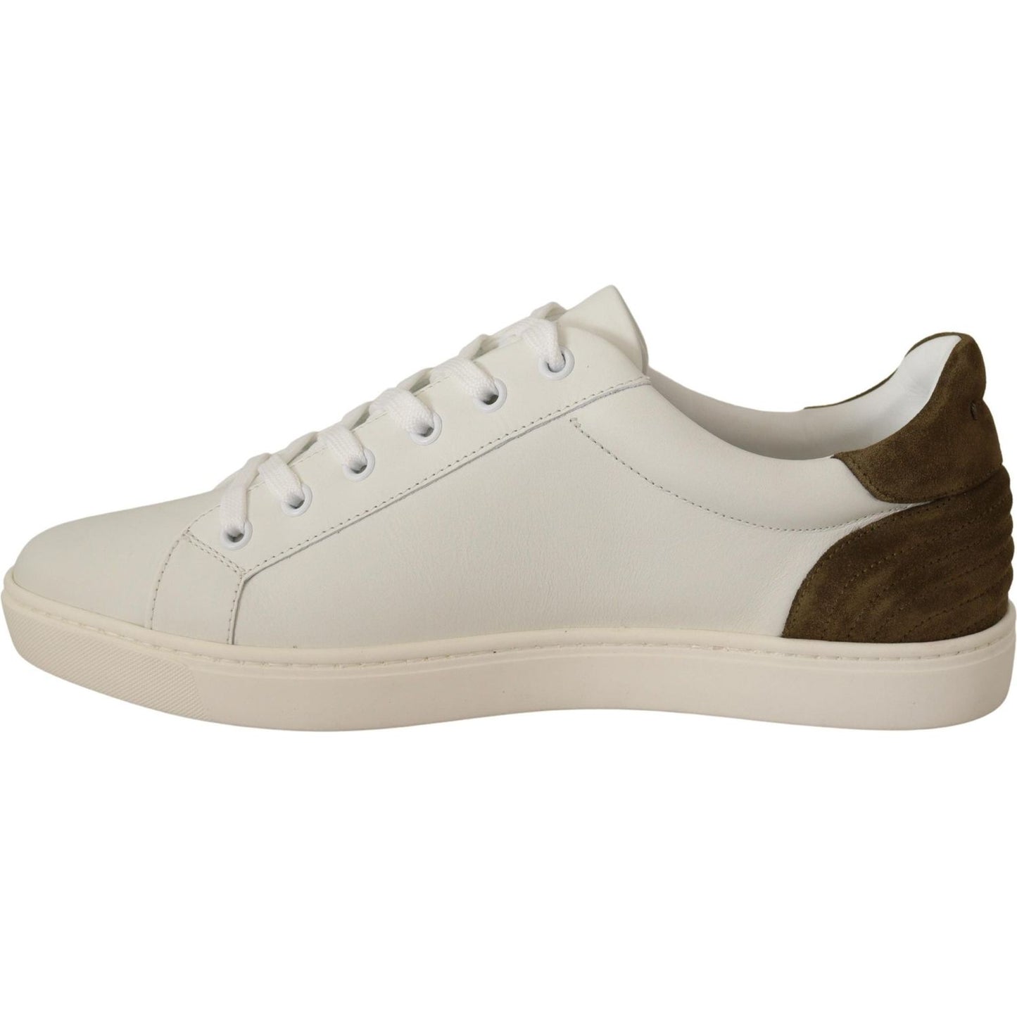 Dolce & Gabbana White Suede Leather Mens Low Tops Sneakers