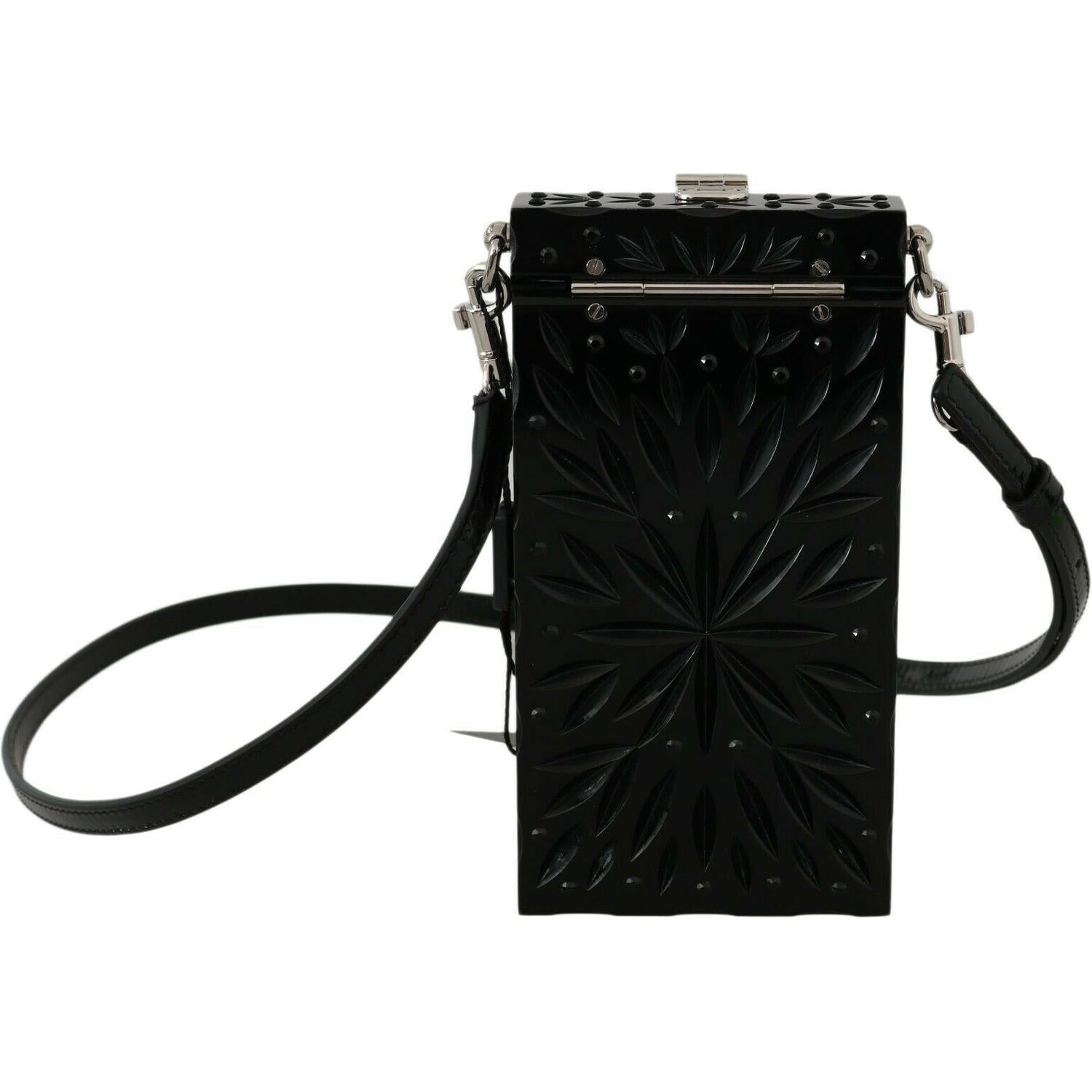 Dolce & Gabbana Black Crystal Plexiglass Cross Cigarette Case Holder