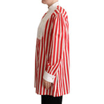 Dolce & Gabbana Elegant Red and White Stripe Cotton Polo Top Dolce & Gabbana Gray