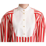 Dolce & Gabbana Elegant Red and White Stripe Cotton Polo Top Dolce & Gabbana Firebrick