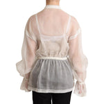 Dolce & Gabbana Elegant White Silk-Cotton Ascot Blouse Dolce & Gabbana Gray