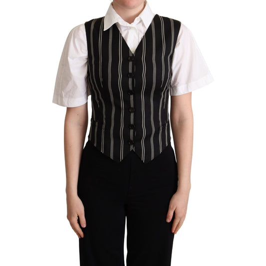 Dolce & Gabbana Chic Black Leopard Print Waistcoat Dolce & Gabbana Black
