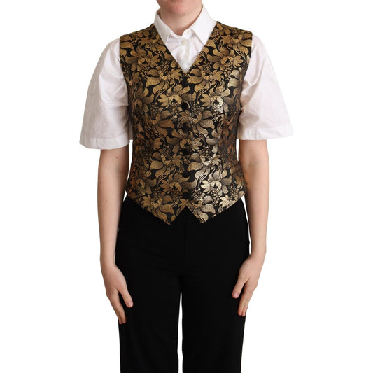 Dolce & Gabbana Elegant Black Jacquard Waistcoat Dolce & Gabbana Gray