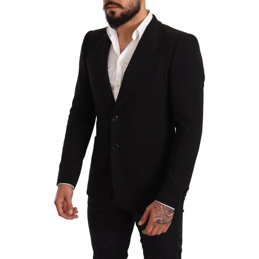 Dolce & Gabbana Elegant Slim Fit Black Cotton Blazer Dolce & Gabbana Black
