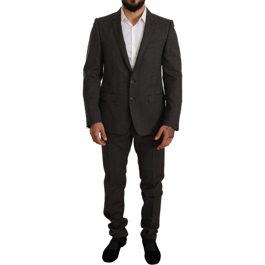 Dolce & Gabbana Elegant Gray Martini Woolen Suit Set Suit Dolce & Gabbana Black