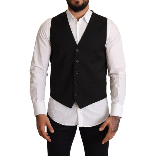 Dolce & Gabbana Elegant Black Formal Dress Vest Vest Jacket Dolce & Gabbana Light Gray