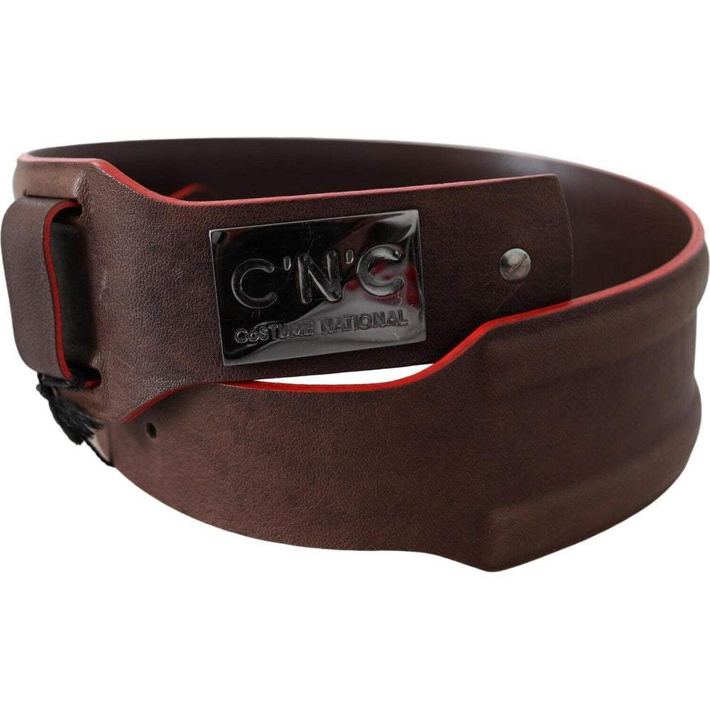 Costume National Elegant Dark Brown Leather Fashion Belt WOMAN BELTS Costume National Dark Slate Gray