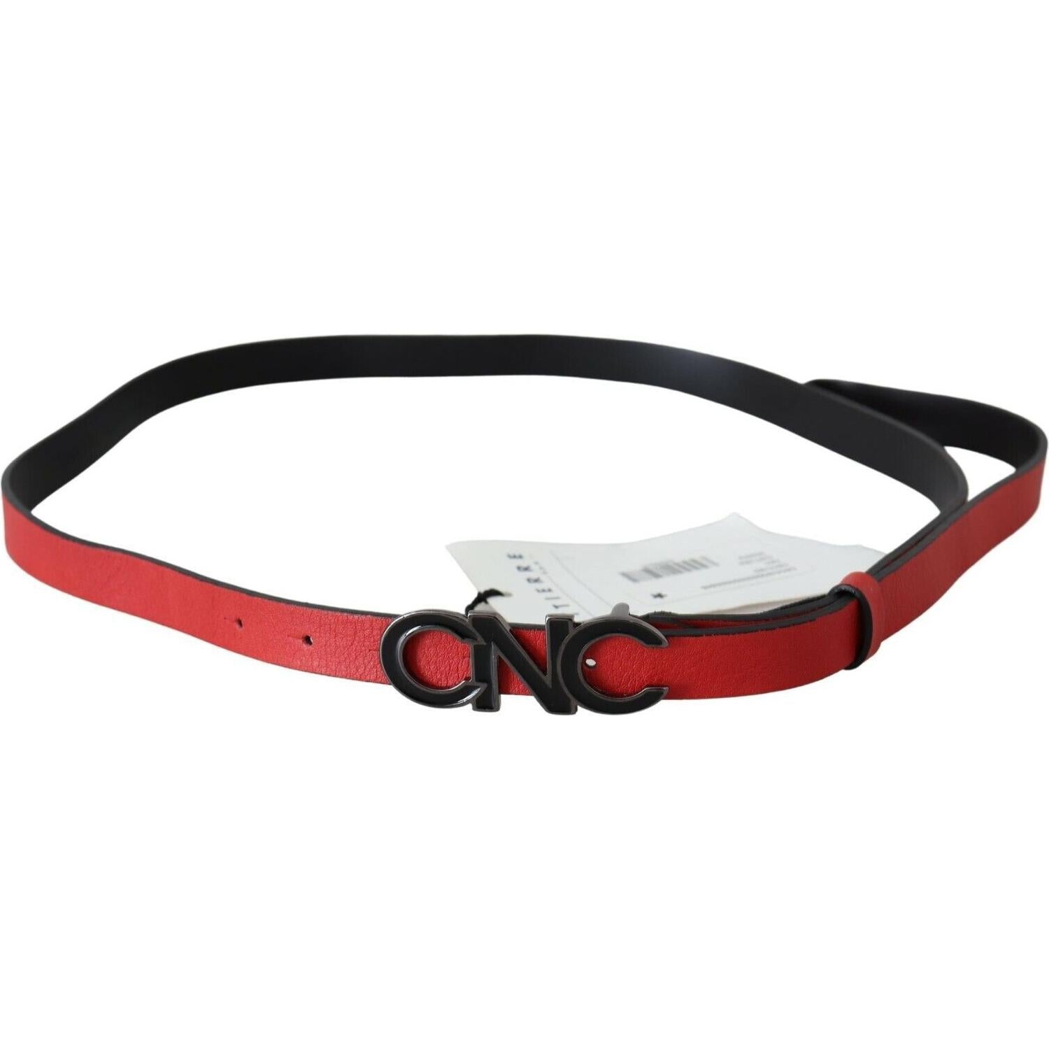 Costume National Red Reversible Leather Logo Belt