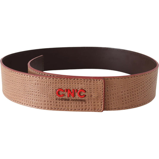 Costume National White Leather Logo Fashion Waist Belt