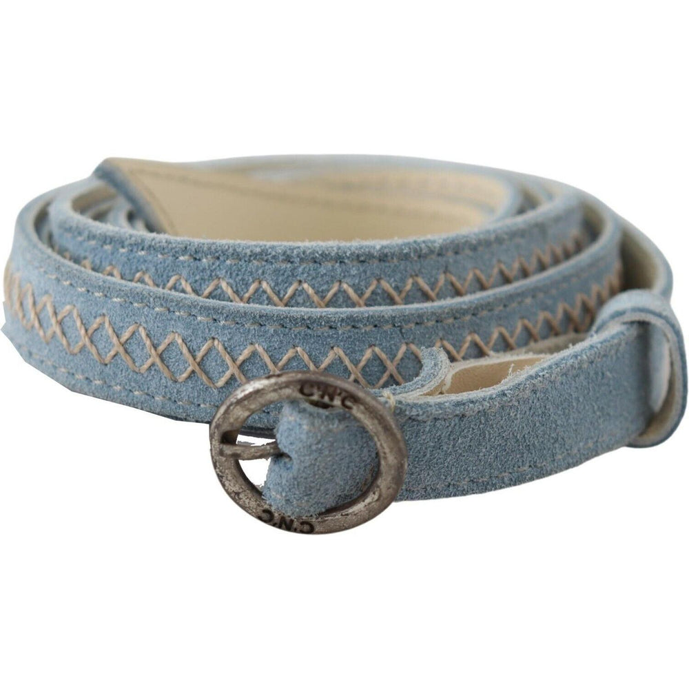 Costume National Blue Skinny Leather Fashion Waist Belt BEL61059- 175cm