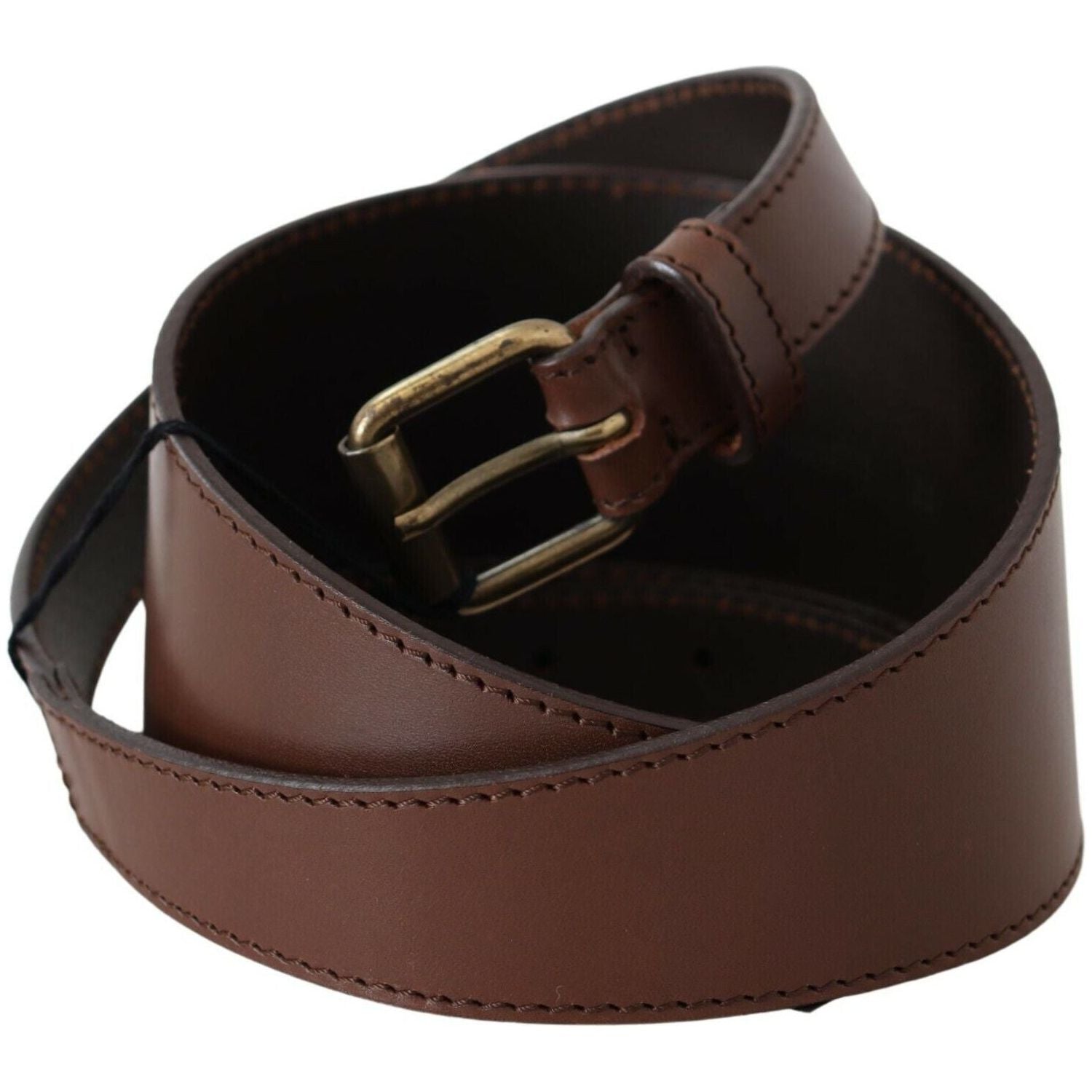 PLEIN SUD Brown Genuine Leather Rustic Metal Buckle Belt