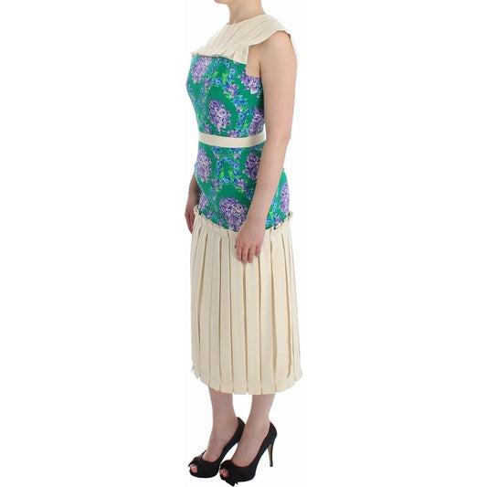Caterina Gatta Chic Artisan Sleeveless Multicolor Dress WOMAN DRESSES Caterina Gatta Gray