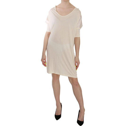 Costume National Chic Cream A-Line Elbow Sleeve Dress WOMAN DRESSES Costume National Gray