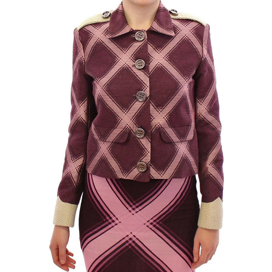 House of Holland Elegant Multicolor Check Print Jacket WOMAN COATS & JACKETS House of Holland Dark Slate Gray