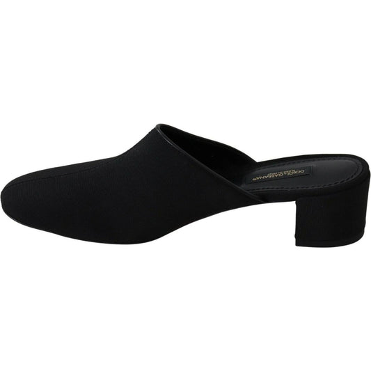 Dolce & Gabbana Chic Black Grosgrain Slide Sandals WOMAN SANDALS Dolce & Gabbana Black