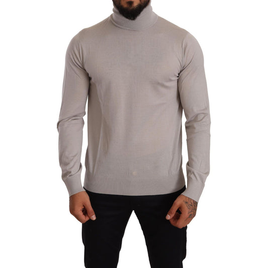 Dolce & Gabbana Elegant Light Blue Cashmere Turtleneck Sweater Dolce & Gabbana Rosy Brown