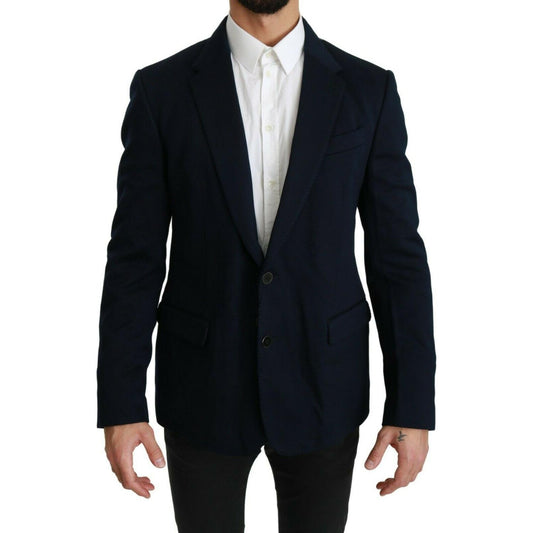 Dolce & Gabbana Elegant Slim Fit Dark Blue Men's Blazer Blazer Jacket Dolce & Gabbana Black
