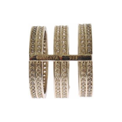 Nialaya Authentic Womens Clear CZ 925 Sterling Silver Ring