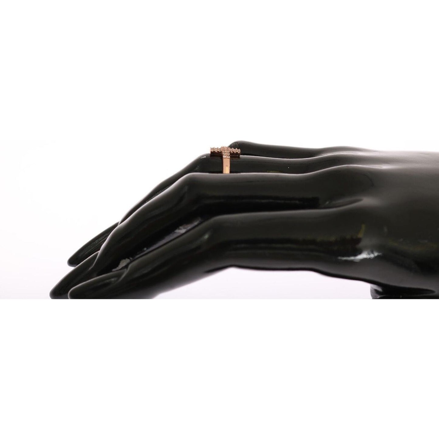 Nialaya Pink Gold 925 Silver Womens Cross CZ Ring