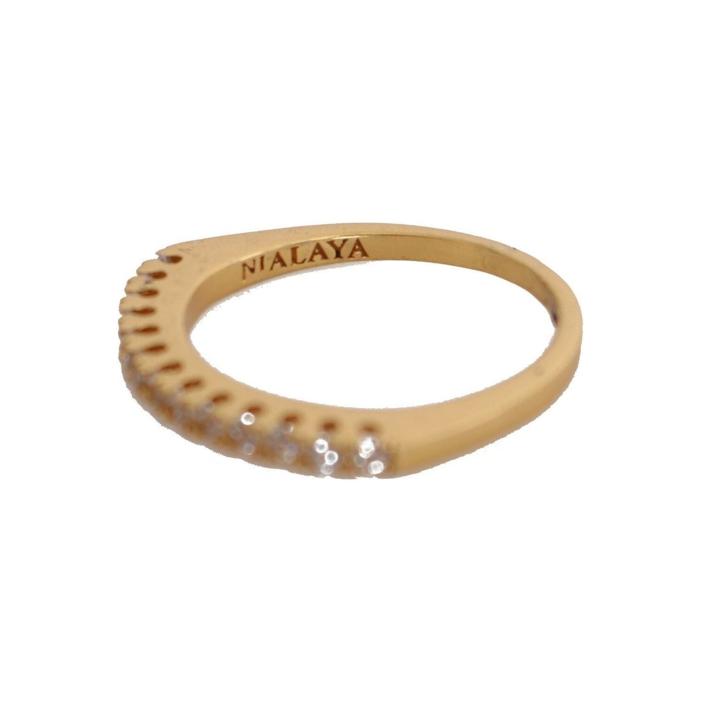 Nialaya Gold Authentic Womens Clear CZ Gold 925 Silver Ring
