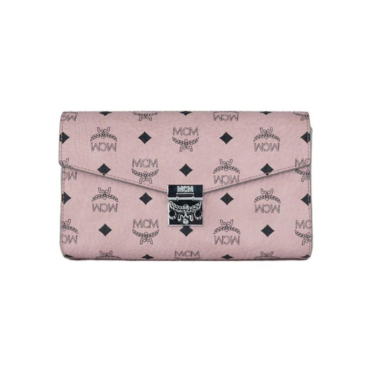 MCM Medium Soft Pink Signature Diamond Logo Leather Clutch Crossbody Handbag Crossbody Bag MCM Gray