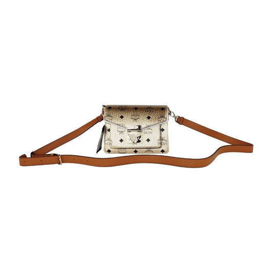 MCM Signature Berlin Gold Diamond Logo Leather Mini Flap Lock Crossbody Handbag Crossbody Bag MCM Sienna
