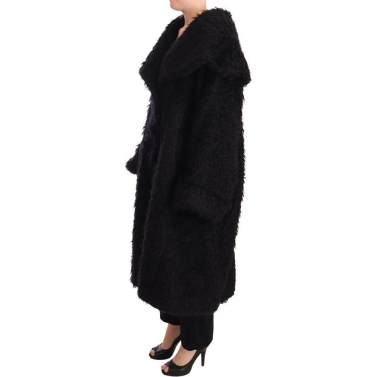 Dolce & Gabbana Sleek Runway Fur Cape Trench Jacket Dolce & Gabbana Black