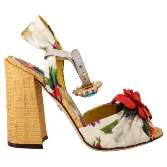 Dolce & Gabbana Multicolor Crystal Embellished Heel Sandals HIGH HEEL SANDALS Dolce & Gabbana Dark Khaki