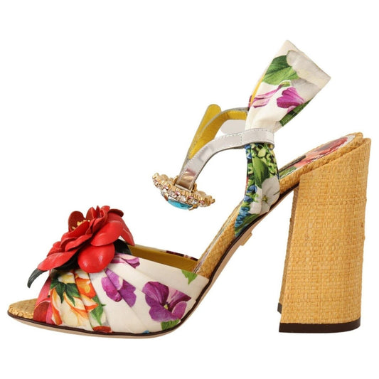 Dolce & Gabbana Multicolor Crystal Embellished Heel Sandals HIGH HEEL SANDALS Dolce & Gabbana Dark Khaki