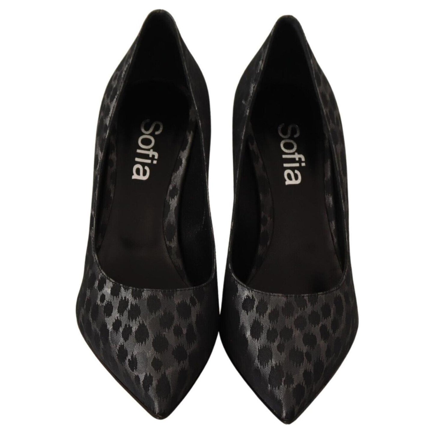 Sofia Black Leopard Leather Stiletto High Heels Pumps Shoes