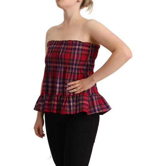 CAMPO DI FRAGOLE Chic Checkered Sleeveless Tank Top WOMAN TOPS AND SHIRTS CAMPO DI FRAGOLE Tan